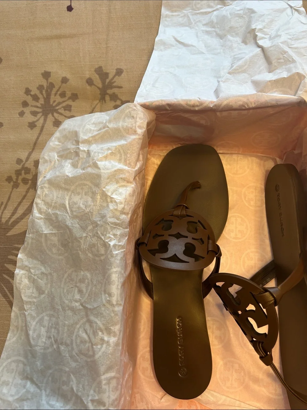 Tory Burch Brown Miller Logo Thong Sandals - Dark Brown - Picture 3 of 8